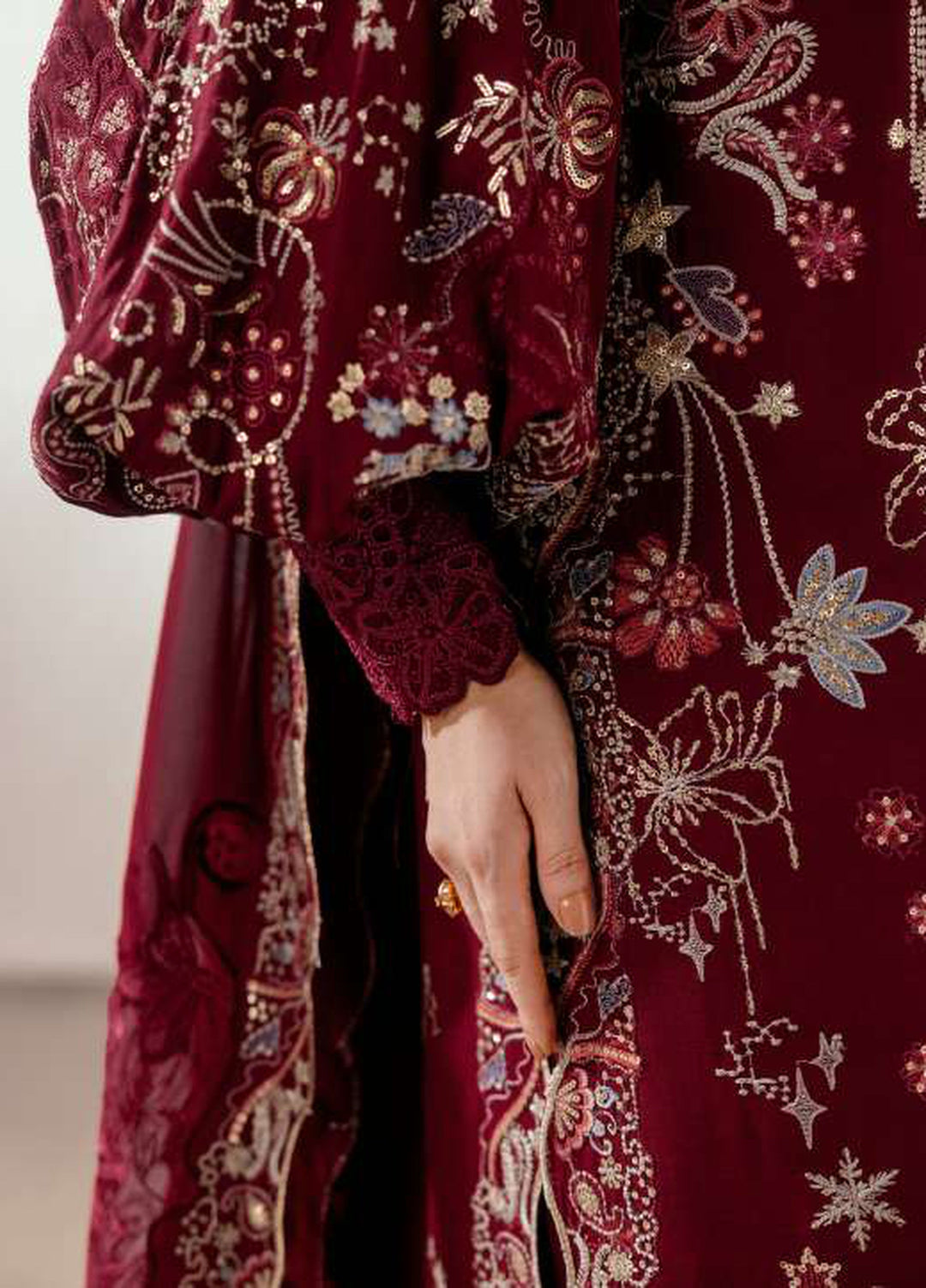 Luxe Silk by Florent Unstitched Embroidered Raw Silk 3 Piece Suit FL26ULS Elan - Festive Collection
