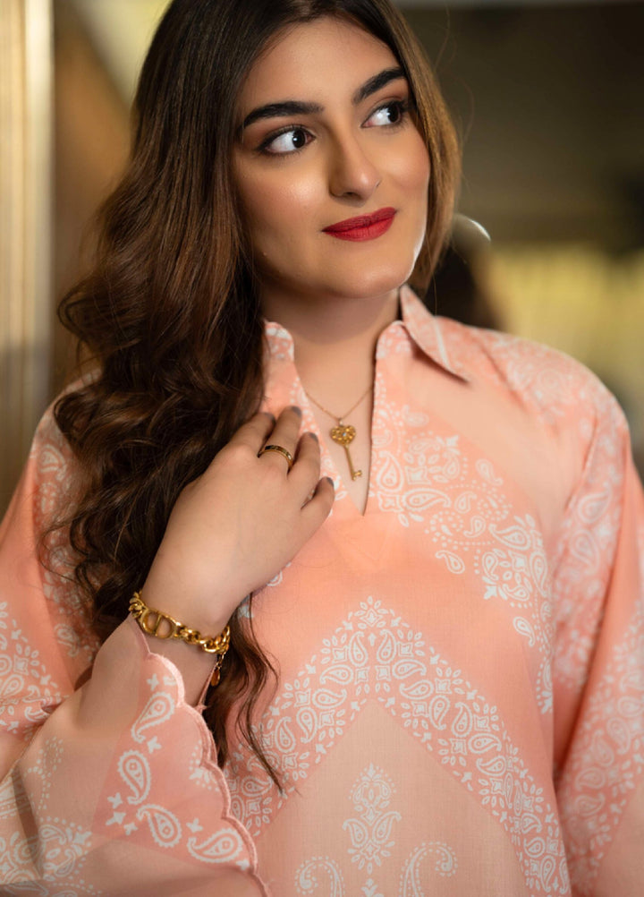 Raniahs by Laaleh RTW Printed Cotton Lawn 2 Piece Suit LAH26PR Capri Peach - Casual Collection