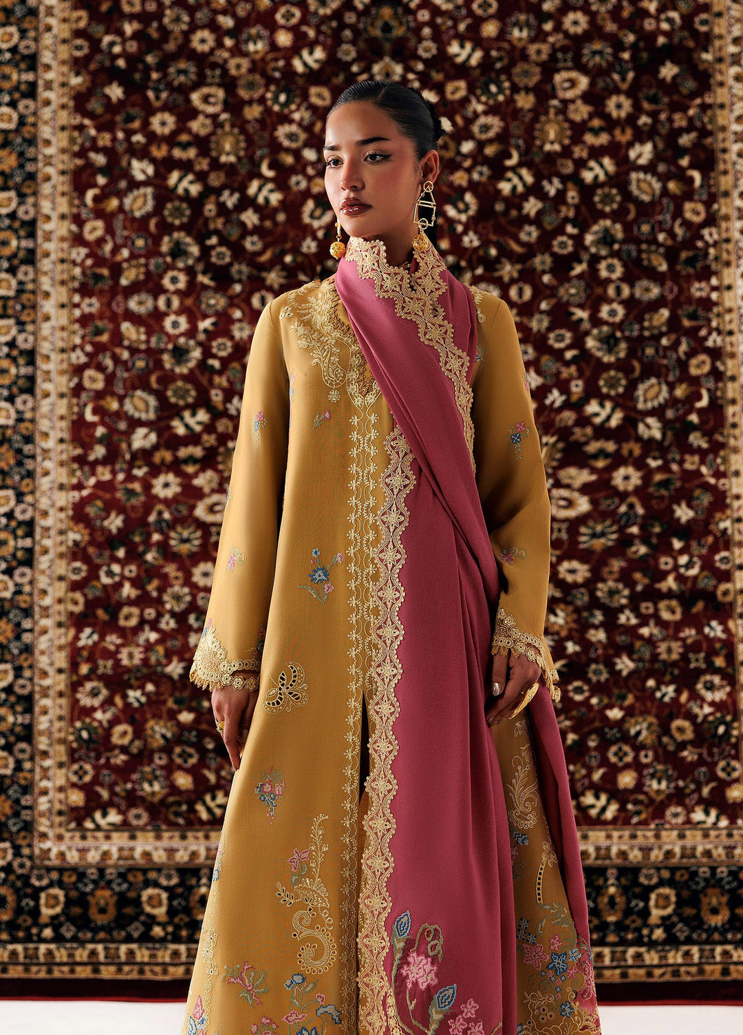 Q line by Qalamkar Unstitched Embroidered Slub Linen 3 Piece Suit QLK26UQL Nyra QLW-06 - Winter Collection