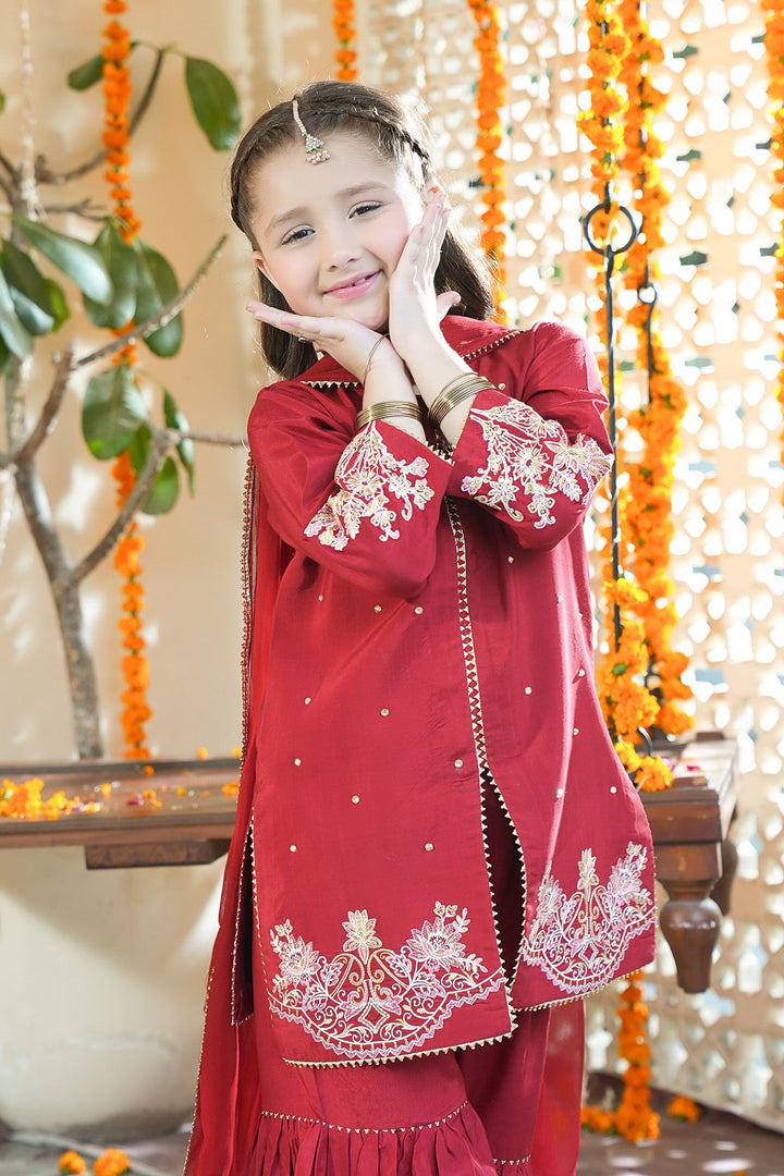 Noore Eid by Panache Girls RTW Embroidered Silk 3 Piece Suit Lumi - Eid Collection