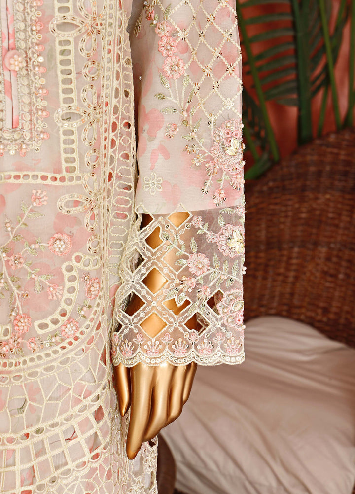 Shaahkaar by HZ Textiles RTW Embroidered Organza 3 Piece Suit HZ26PSO HZK-243 Pastel Green - Festive Collection