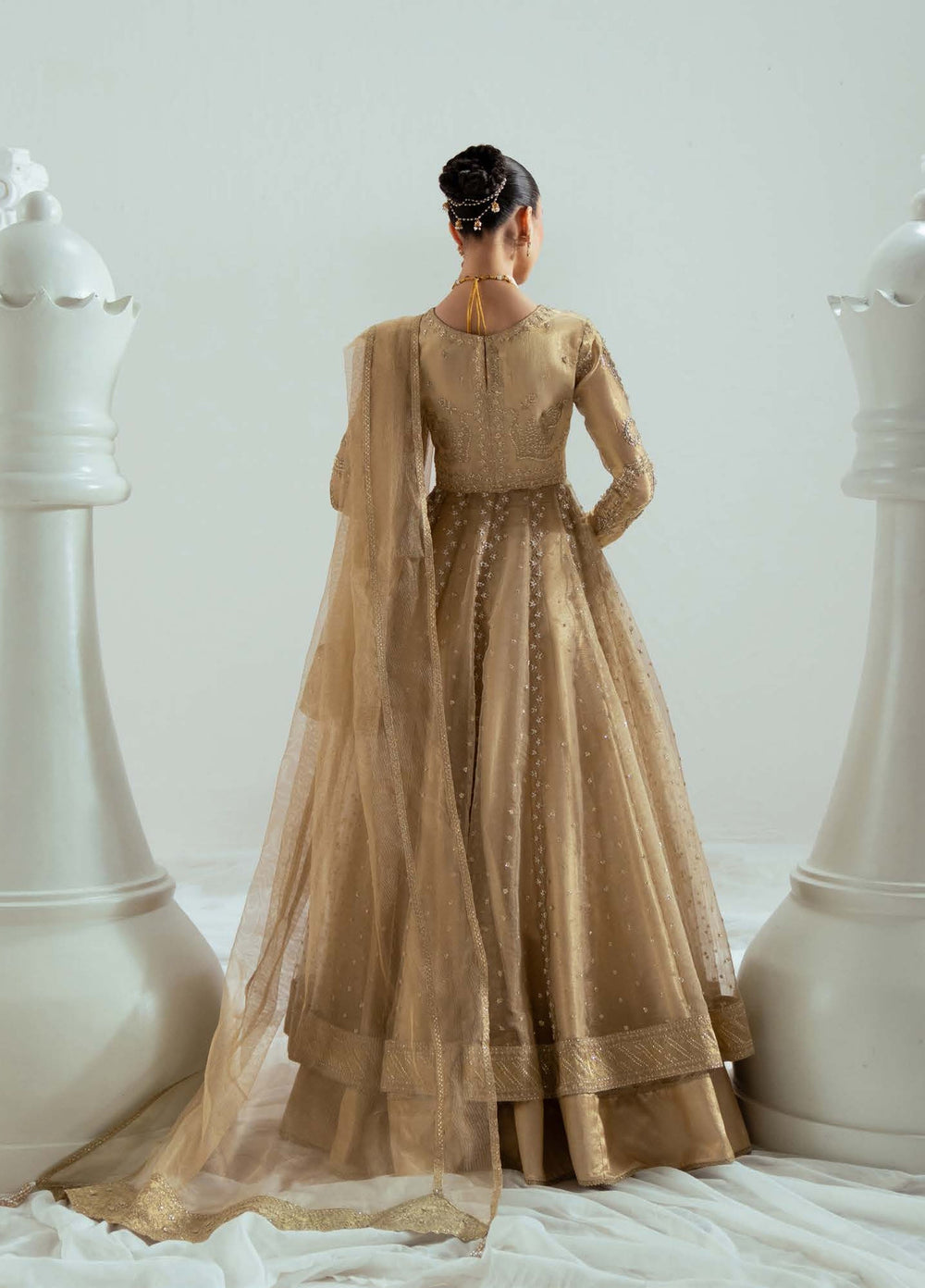 Elyse by Zariya Unstitched Embroidered Net 3 Piece Suit ZA26UEW Aurelia Gold ZSU-6307 - Wedding Collection