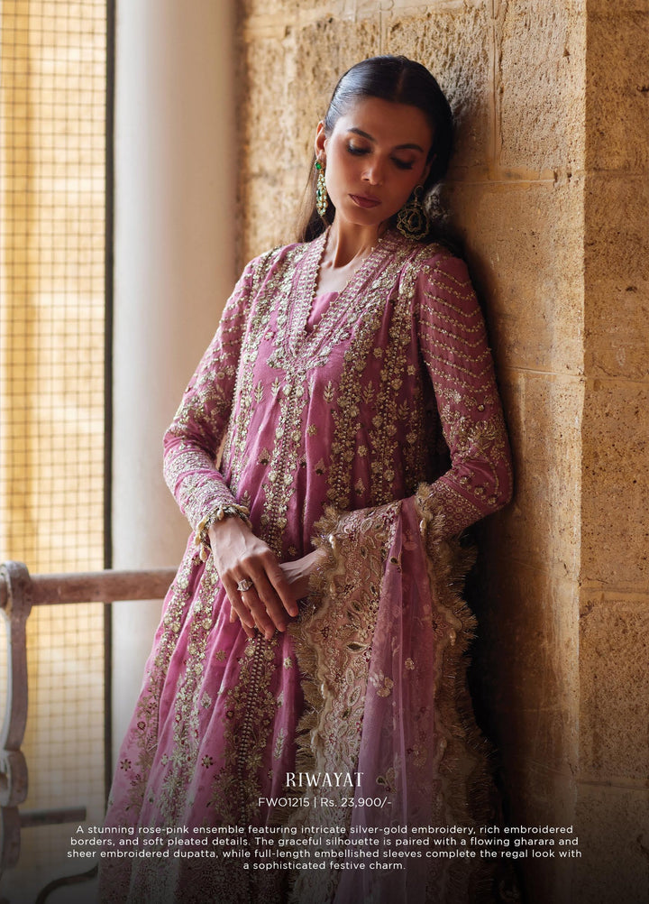 Dastangoi by Afrozeh Unstitched Embroidered Poly Net 3 Piece Suit AF26UDW Riwayat FW01215 - Wedding Collection