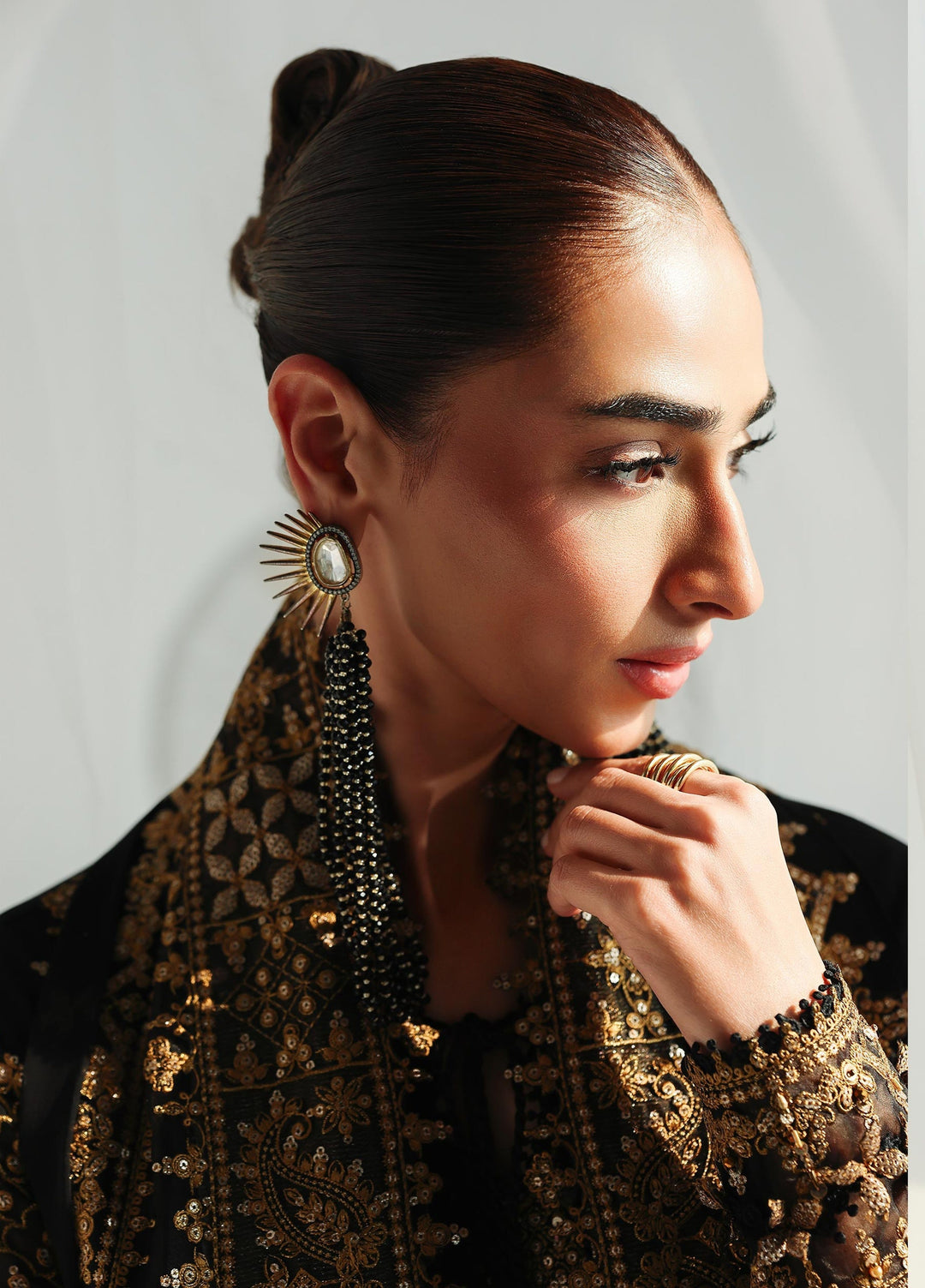 Qalamkar Unstitched Embroidered Chiffon 3 Piece Suit QLK26UCF Waliya QCC-06 - Festive Collection