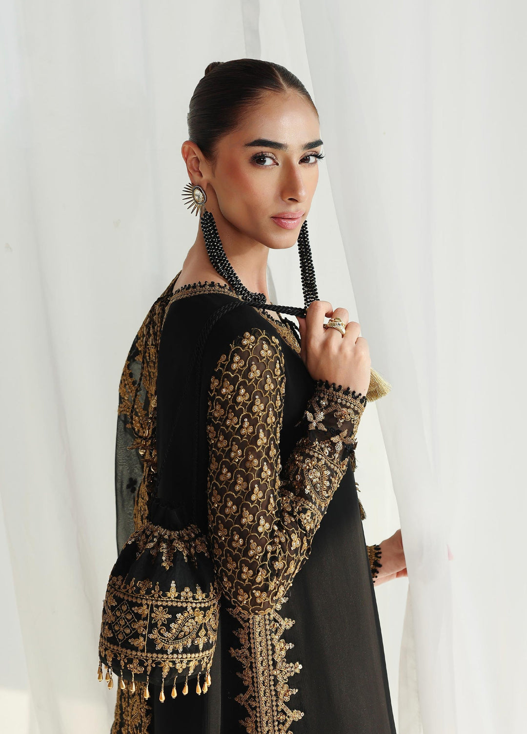 Qalamkar Unstitched Embroidered Chiffon 3 Piece Suit QLK26UCF Waliya QCC-06 - Festive Collection
