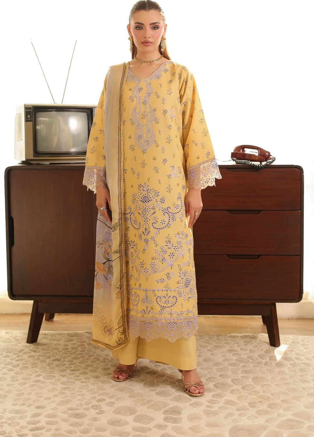 Sahl by Rashid Textiles Unstitched Embroidered Lawn  Karandi 3 Piece Suit RT26USLK D-3915 - Casual Collection