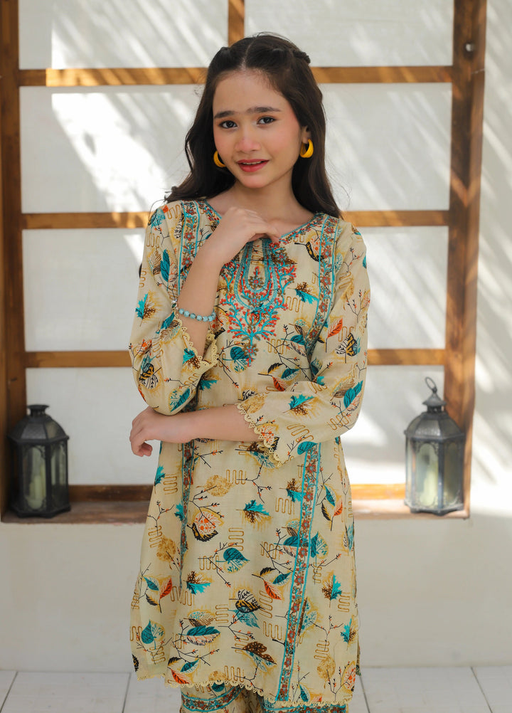 Khanak Girls RTW Embroidered Cotton 2 Piece Suit KST-148 - Casual Collection