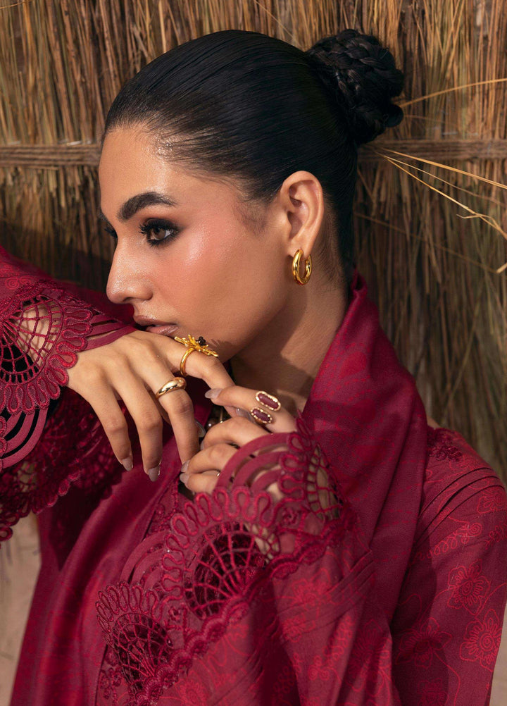 Q prints by Qalamkar Unstitched Embroidered Slub Linen 3 Piece Suit QLK26ULQ Arina QPW-07B - Winter Collection