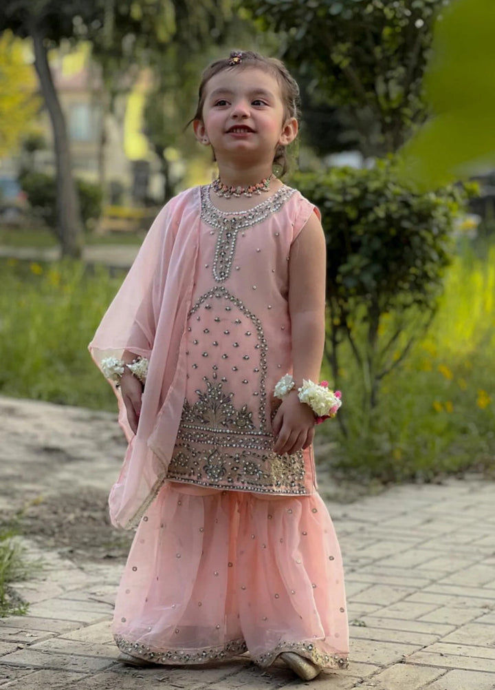 Khanak Girls RTW Embroidered Raw Silk 3 Piece Suit KG-12 - Festive Collection
