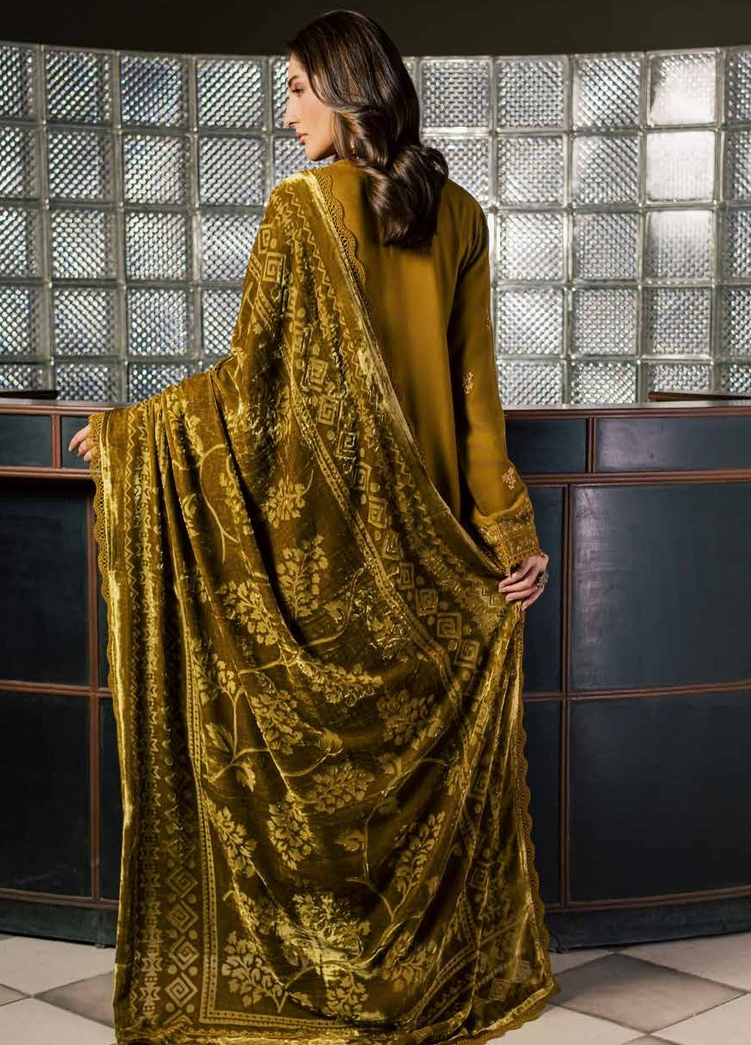 Nureh Exclusive Unstitched Leather Peach with Shawl 3 Piece Suit NU26UEP NE-283 - Festive Collection