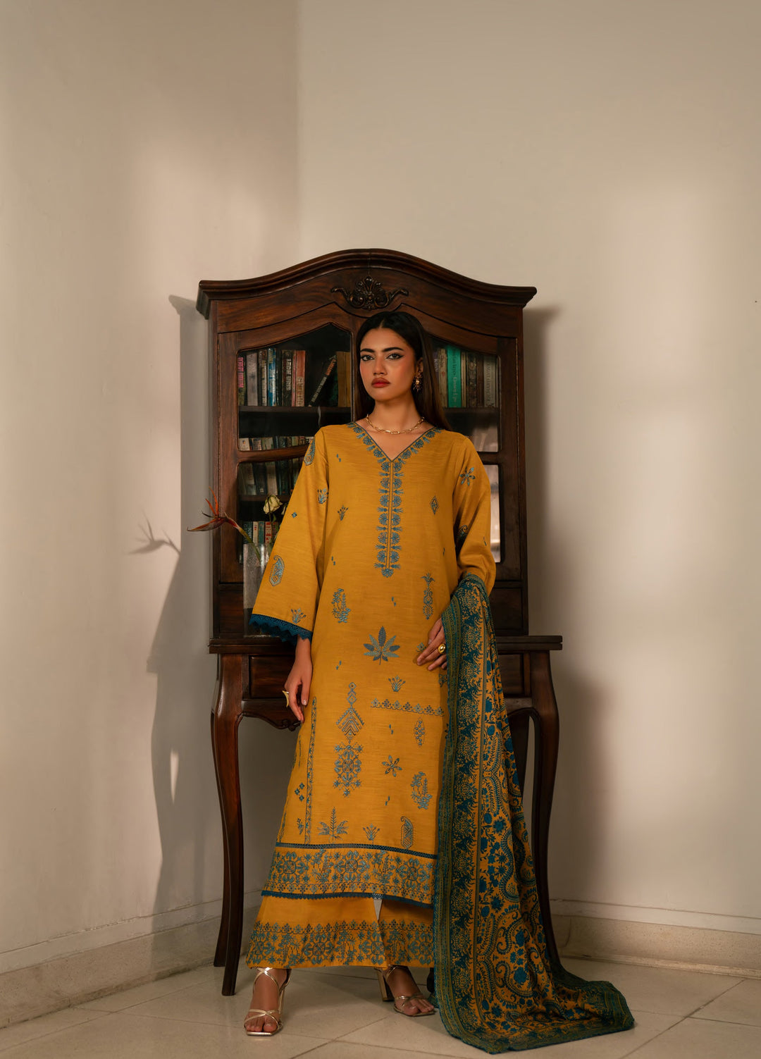 Manzil by Rashid Textiles Unstitched Embroidered Khaddar 3 Piece Suit RT26UKM D-1033 - Winter Collection