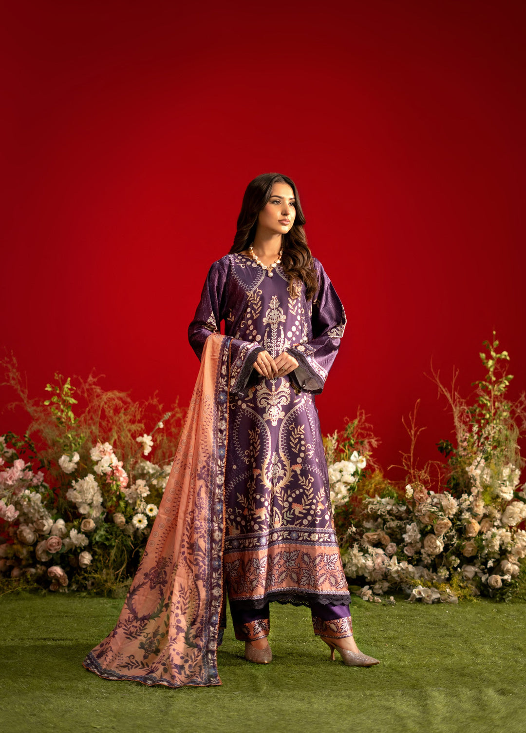 Marine by Rashid Textiles Unstitched Printed Luxury Silk 3 Piece Suit RT26USM D-3905 - Winter Collection