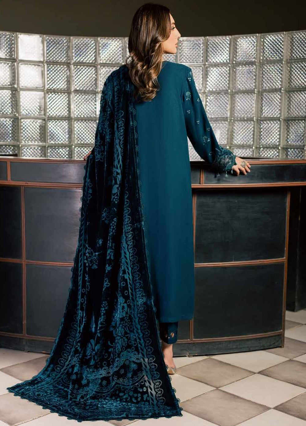 Nureh Exclusive Unstitched Leather Peach with Shawl 3 Piece Suit NU26UEP NE-282 - Festive Collection