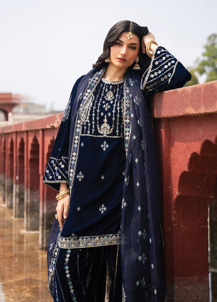 Mor by Xenia Formals Unstitched Embroidered Velvet 3 Piece Suit XE26UMV 02 Uhaan - Festive Collection