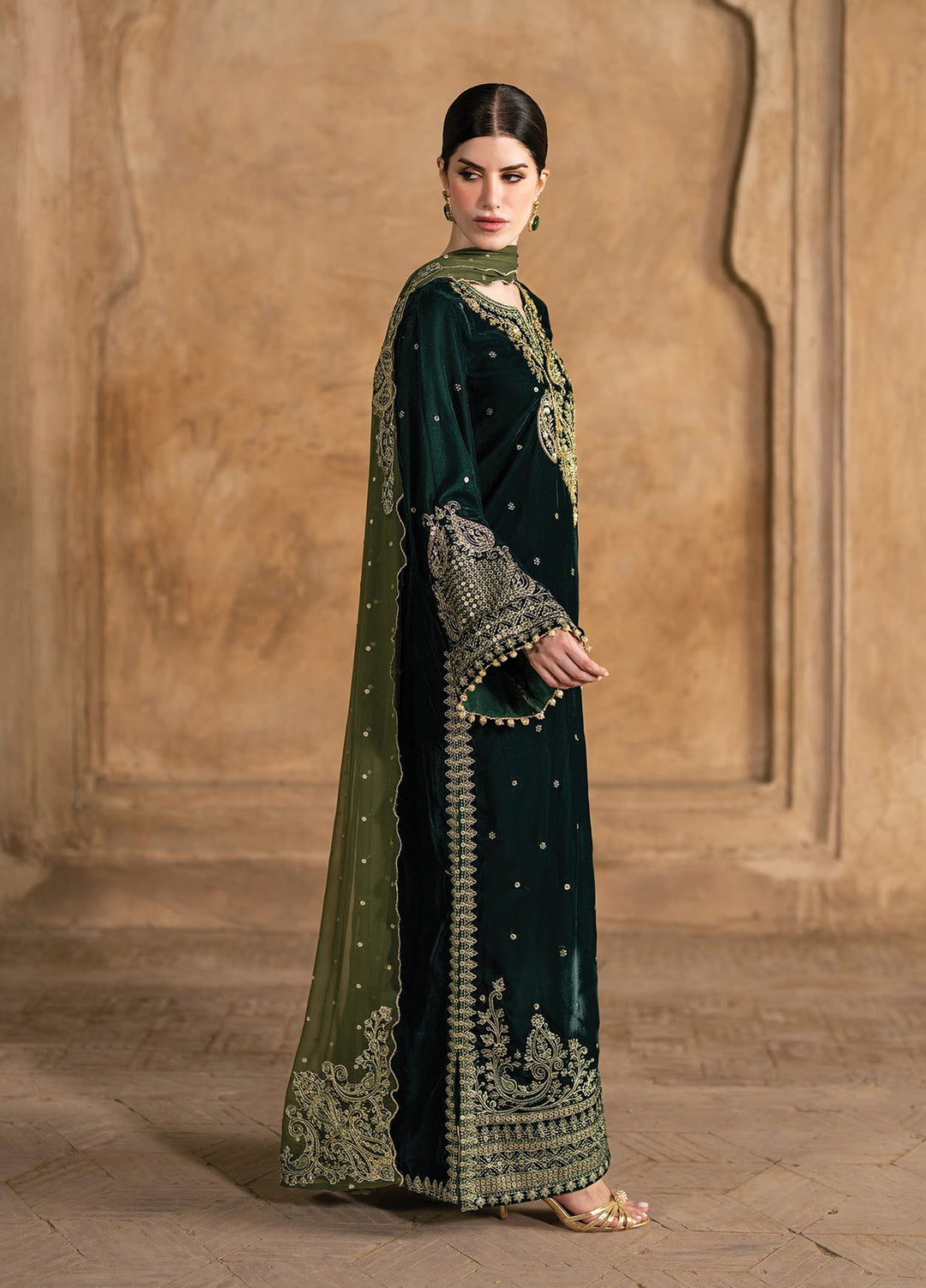 Mor by Xenia Formals Unstitched Embroidered Velvet 3 Piece Suit XE26UMV 05 Aadar - Festive Collection