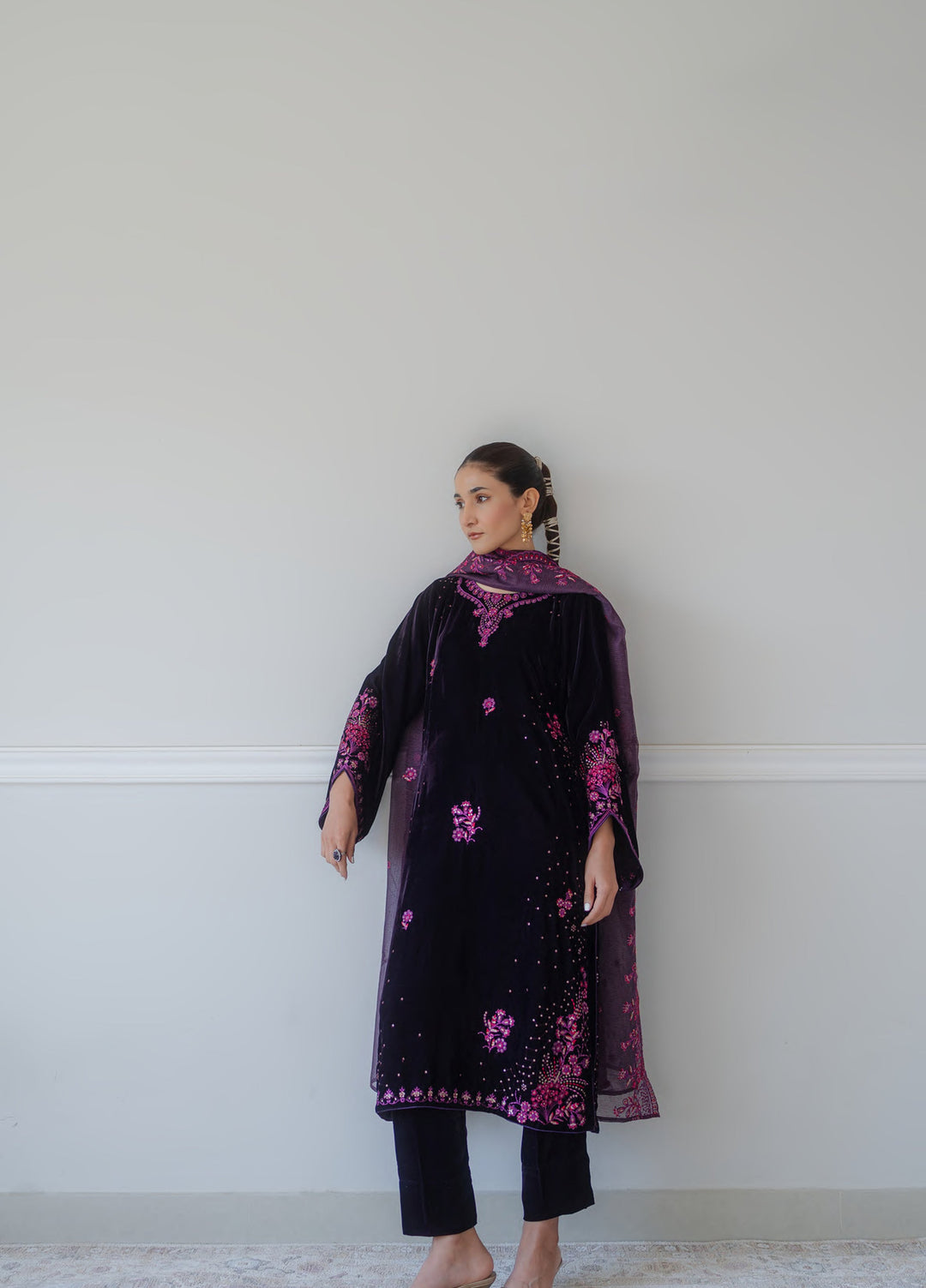 Atelier Velours by Rashid Textiles RTW Embroidered Velvet 3 Piece Suit RT26RAV Gulnaaz - Festive Collection
