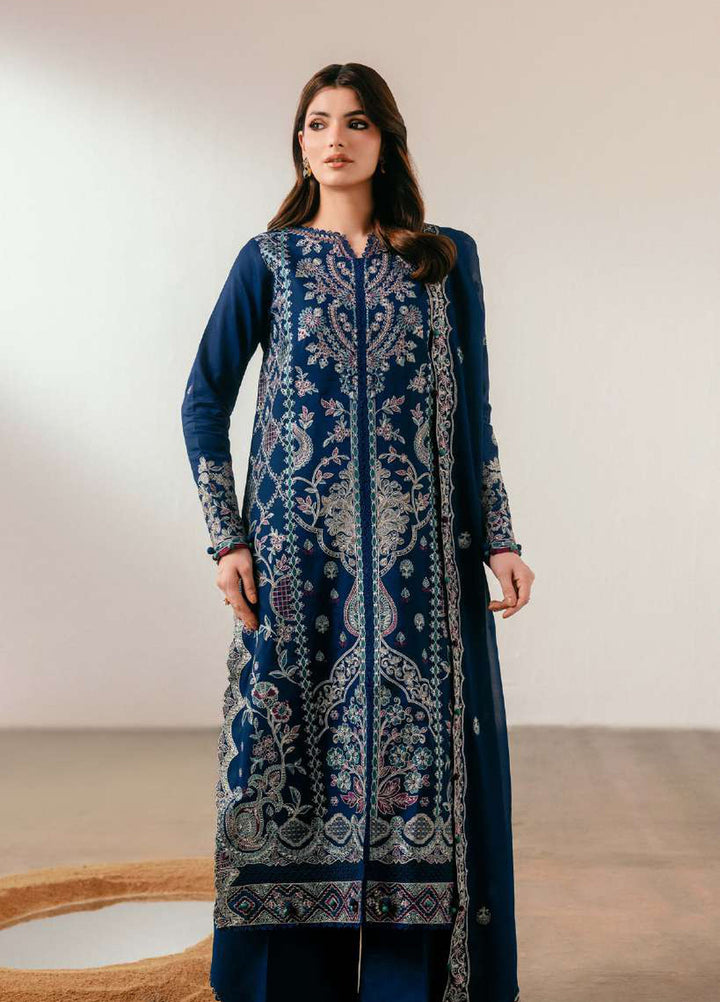 Luxe Silk by Florent Unstitched Embroidered Raw Silk 3 Piece Suit FL26ULS Celest - Festive Collection