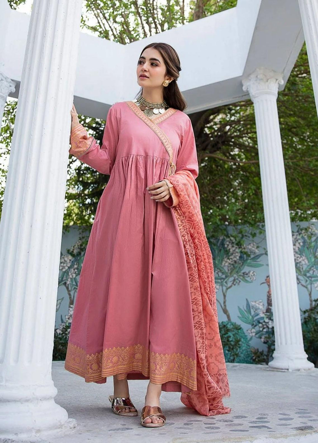 Garnet Clothing Pret Luxury Pret Screen Printed Lawn Frock RAQS