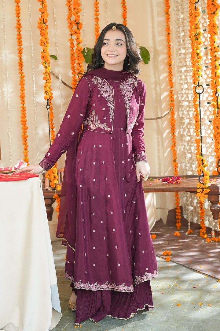 Noore Eid by Panache Girls RTW Embroidered Silk 4 Piece Suit Zeni - Eid Collection