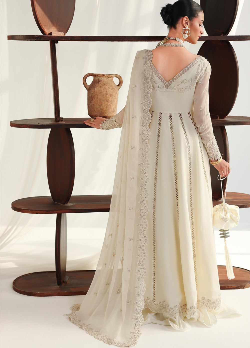 Qalamkar Unstitched Embroidered Chiffon 3 Piece Suit QLK26UCF Amera QCC-07 - Festive Collection