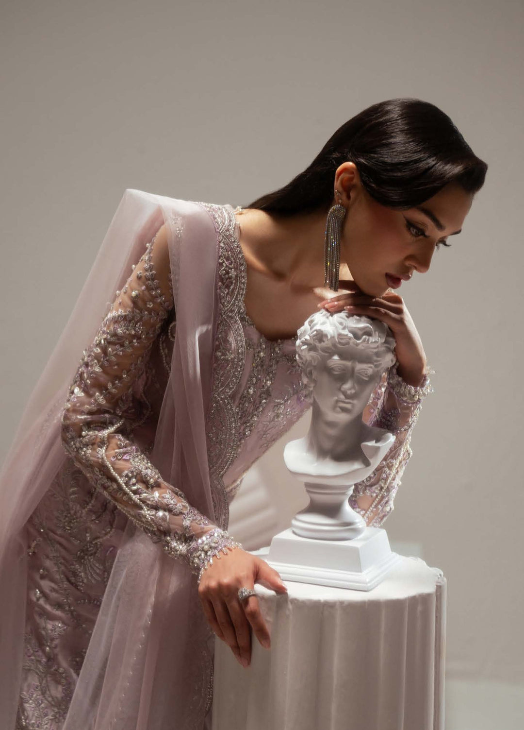 Elyse by Zariya Unstitched Embroidered Net 3 Piece Suit ZA26UEW Mauvette ZSU-6304 - Wedding Collection