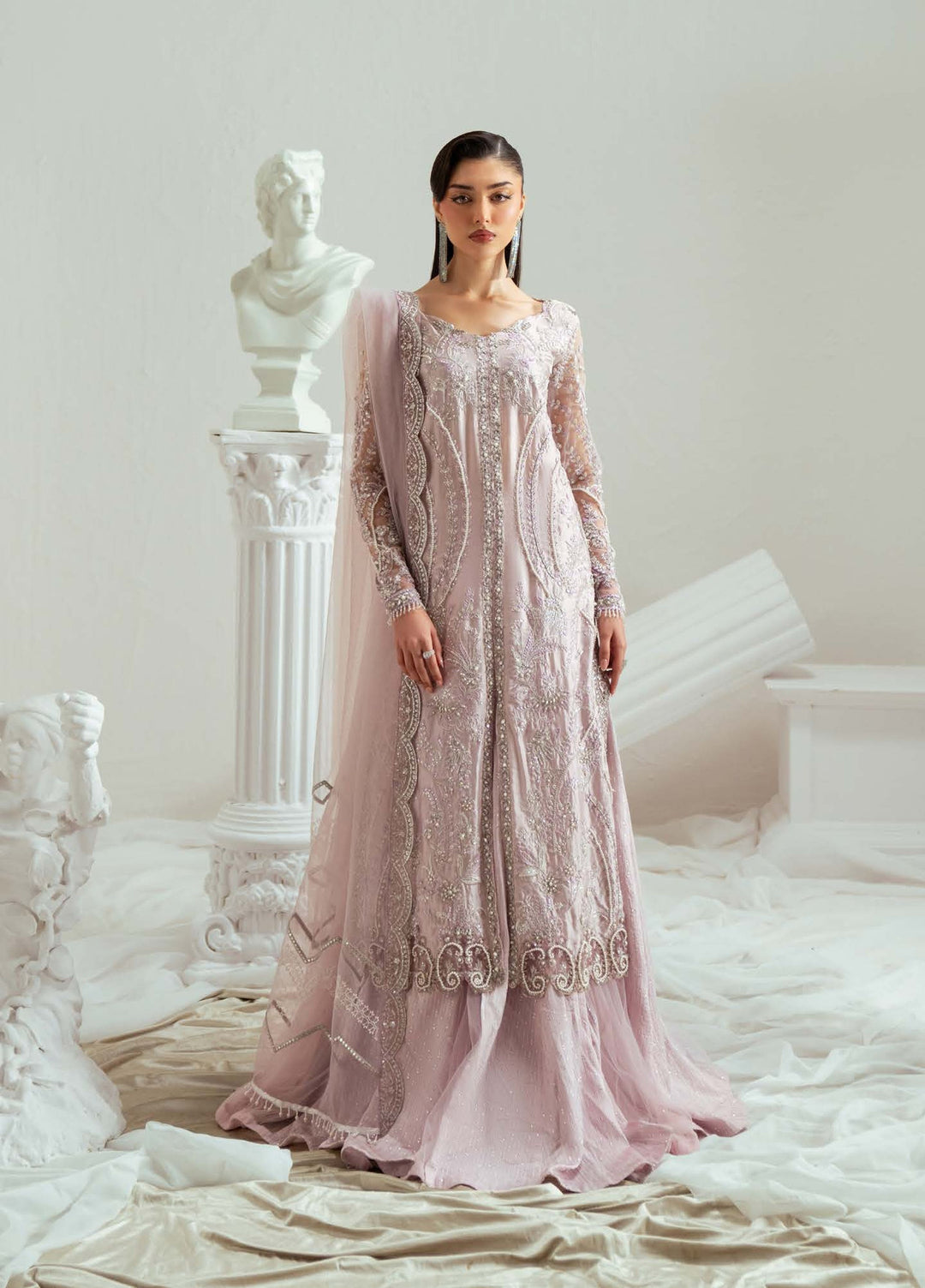 Elyse by Zariya Unstitched Embroidered Net 3 Piece Suit ZA26UEW Mauvette ZSU-6304 - Wedding Collection