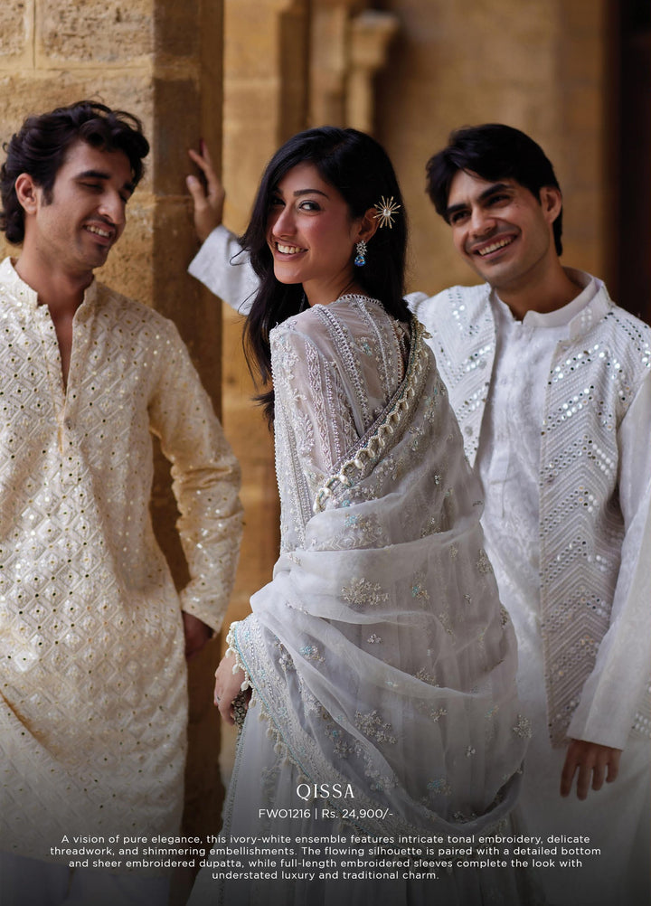 Dastangoi by Afrozeh Unstitched Embroidered Organza 3 Piece Suit AF26UDW QISSA FW01216 - Wedding Collection