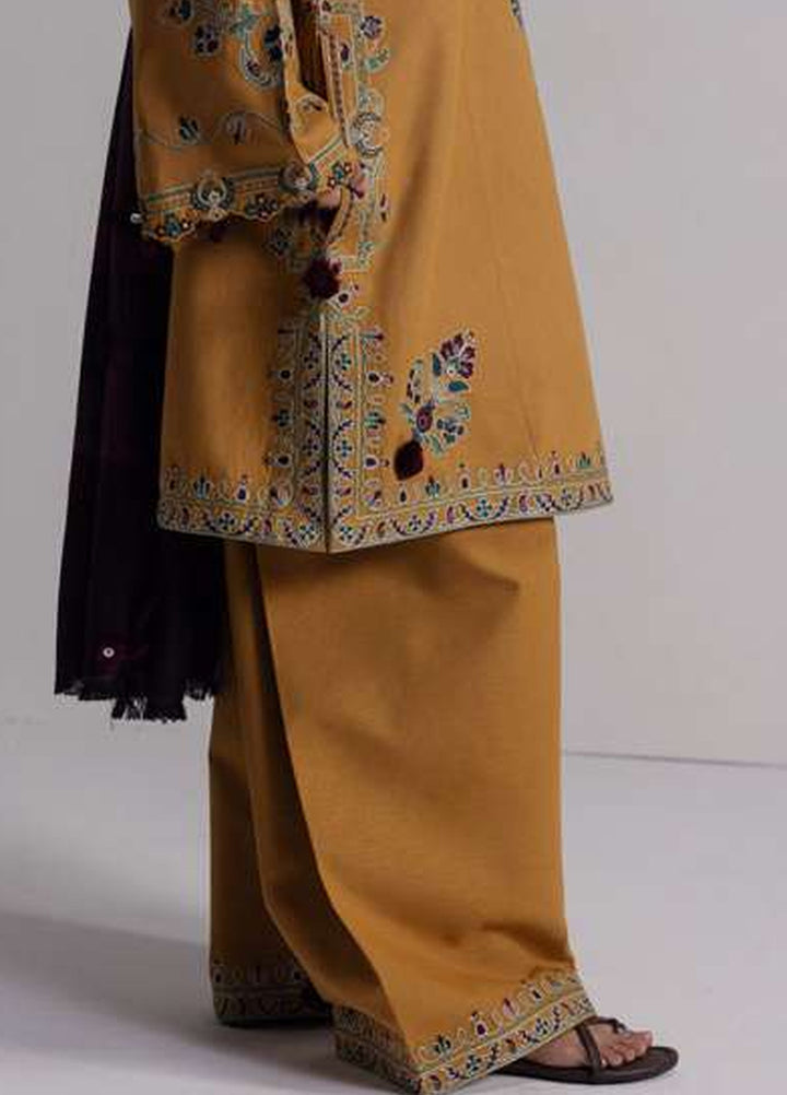 Coco by Zara Shahjahan Unstitched Khaddar 3 Piece Suit CZS26UKW OCHRE 2A - Winter Collection