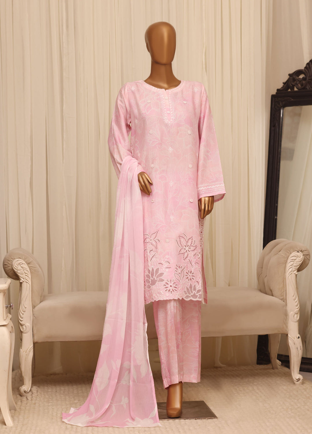 Majestic by HZ Textiles RTW Embroidered Raw Silk 3 Piece Suit HZ26RSM Blossom XRPE-3P-001 - Casual Collection