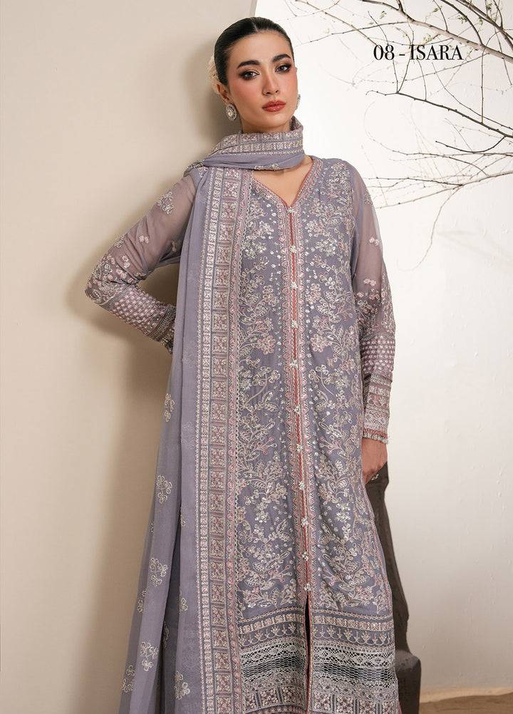Kalani by Xenia Formals Unstitched Embroidered Chiffon 3 Piece Suit XE26UKW 08-Isara - Wedding Collection