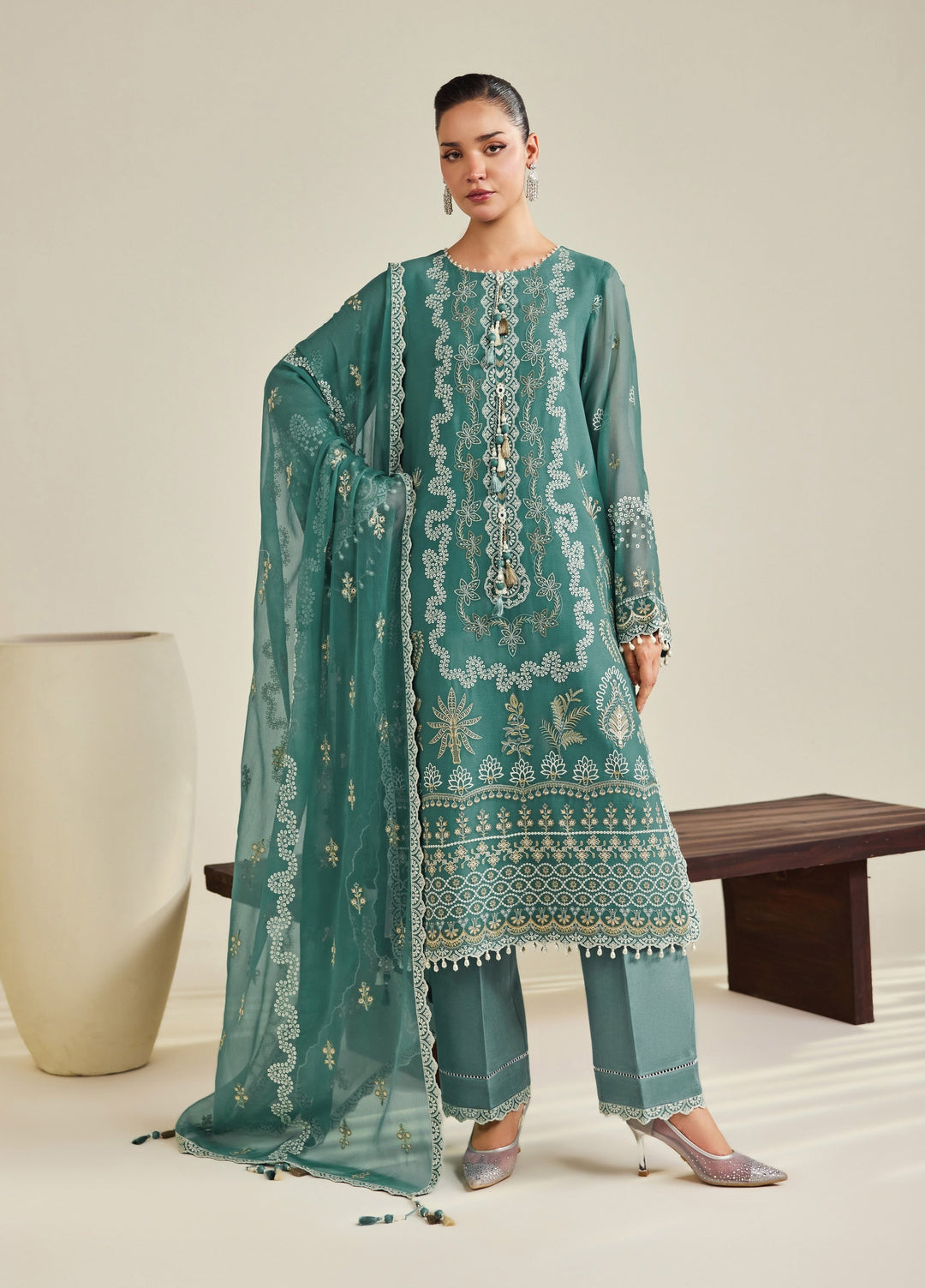 Dhaagay by Alizeh Fashion Unstitched Embroidered Chiffon 3 Piece Suit AF26UCD AF-DHG-5052 Zarqa - Festive Collection