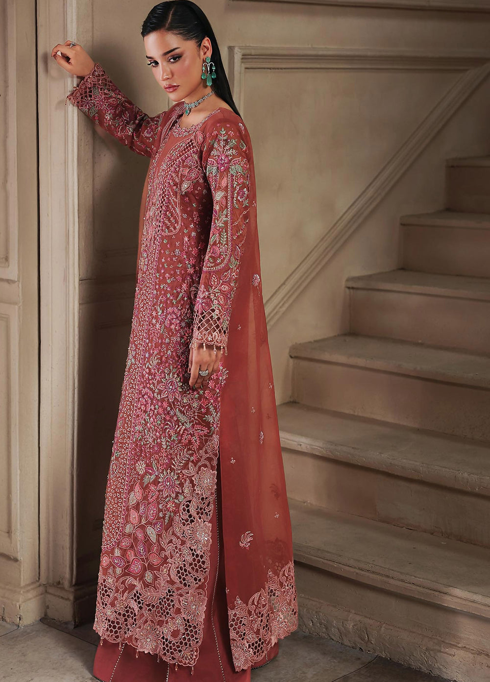 Sage by Rajbari Unstitched Embroidered Organza 4 Piece Suit RB26SW Amely 08 - Wedding Collection