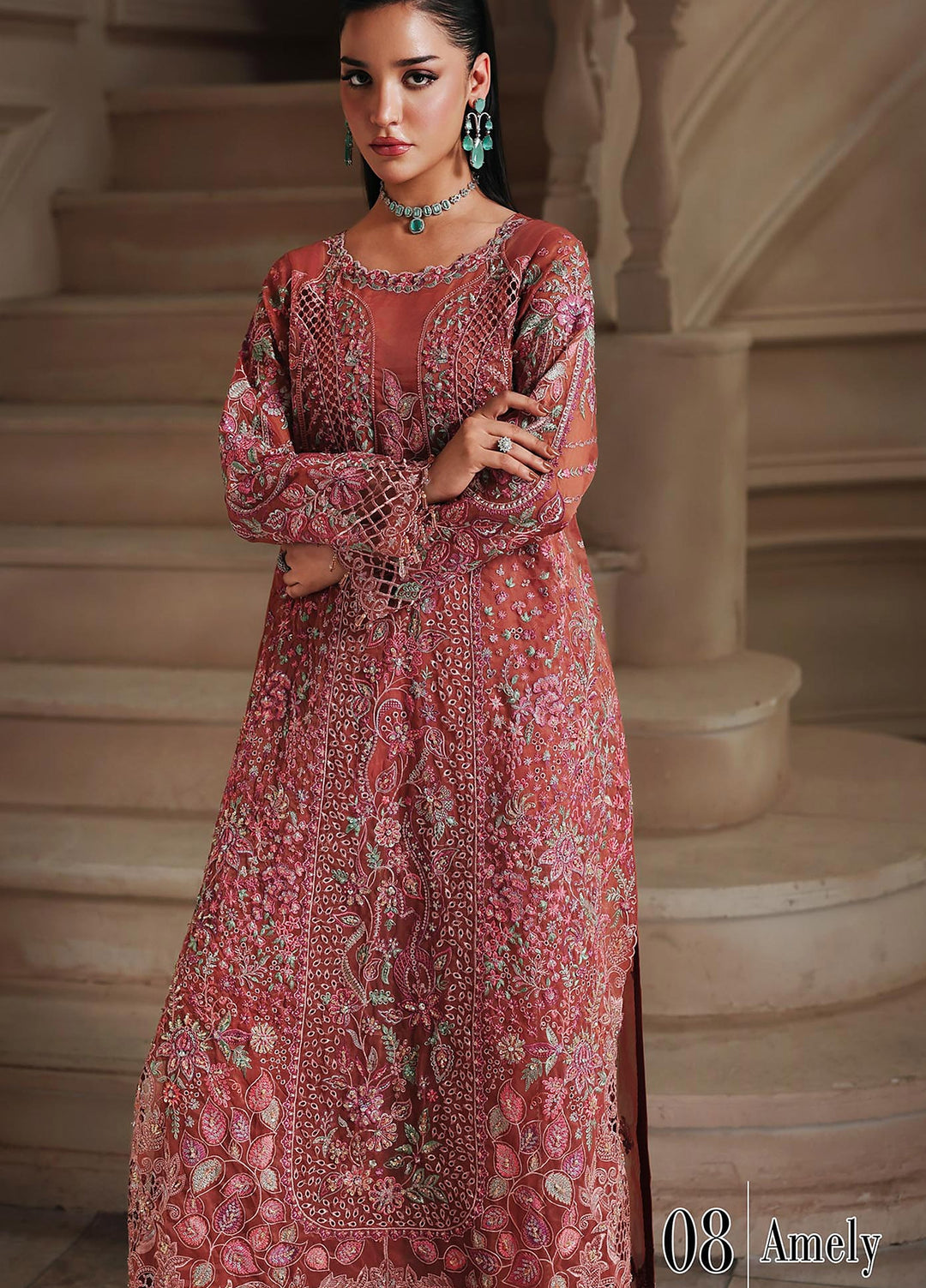 Sage by Rajbari Unstitched Embroidered Organza 4 Piece Suit RB26SW Amely 08 - Wedding Collection