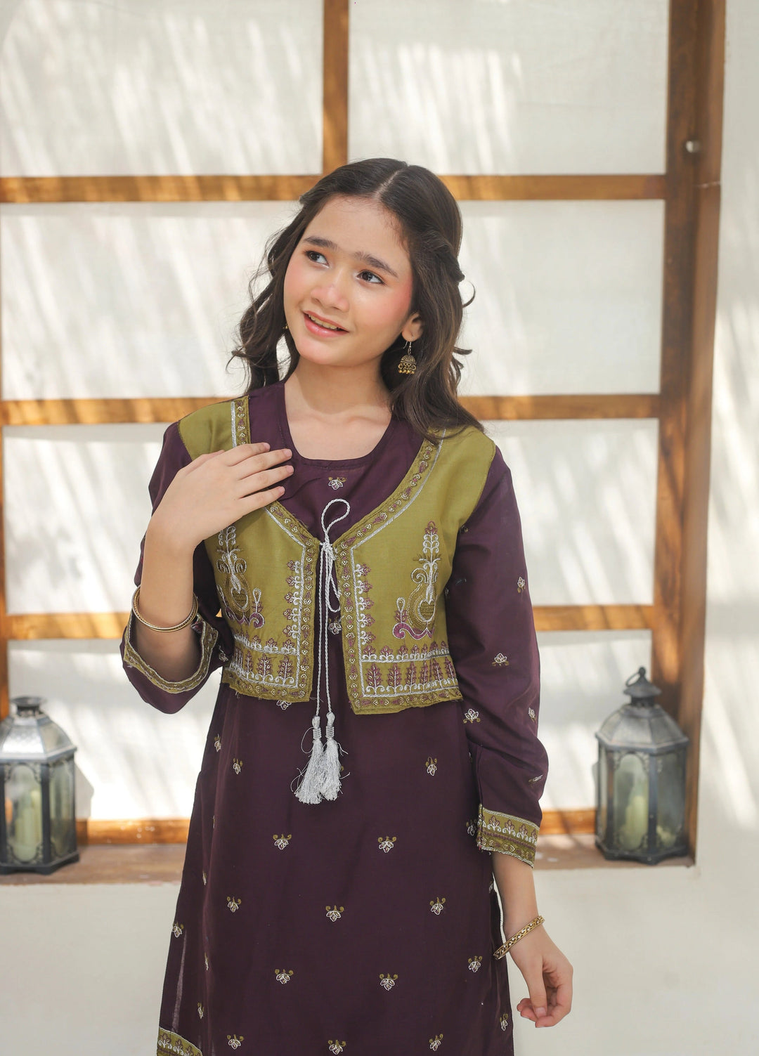 Khanak Girls RTW Embroidered Cotton 2 Piece Suit KST-136 - Casual Collection