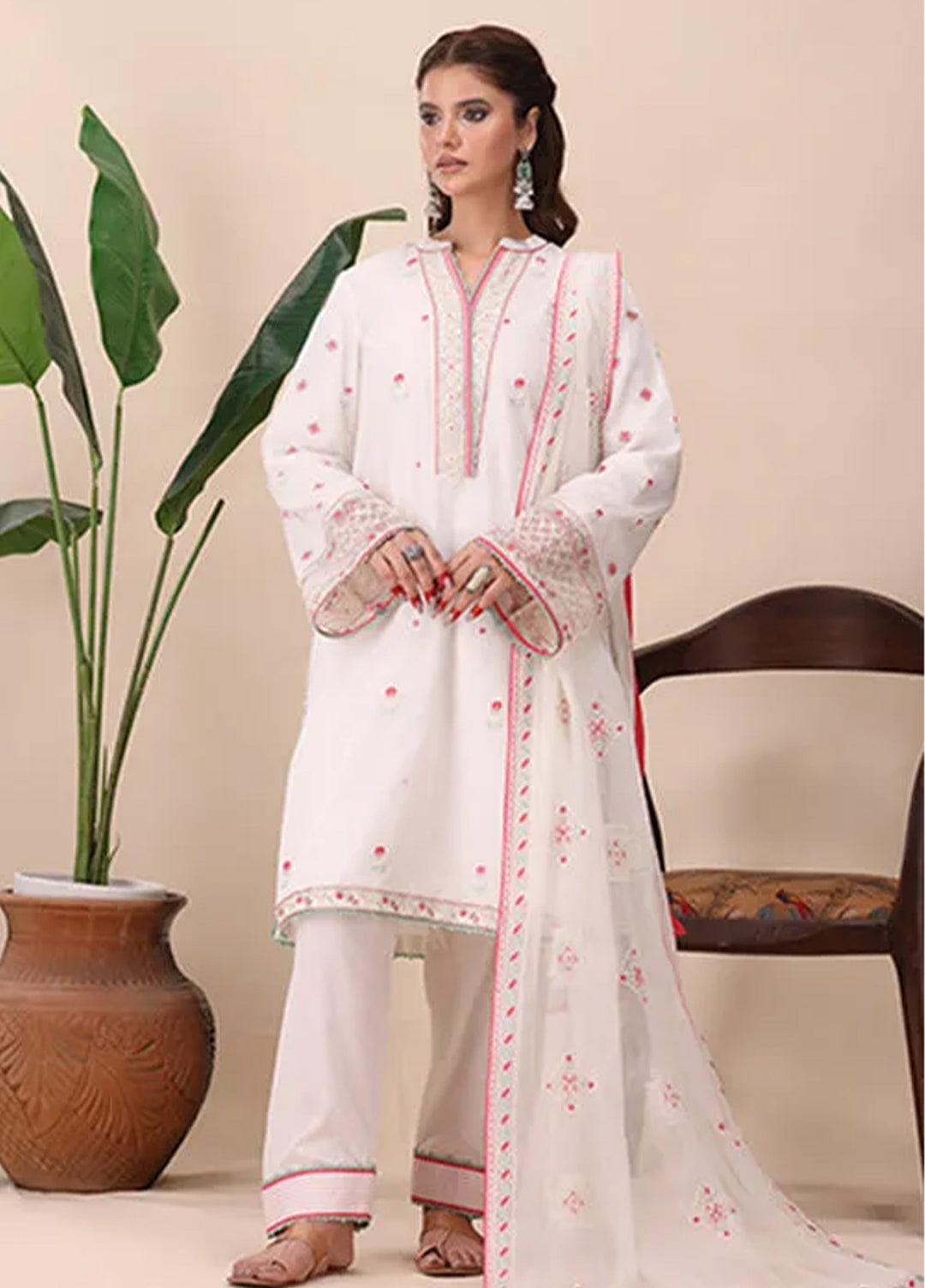 La Elise Women RTW Embroidered Khaddi Net 3 Piece Suit 0001404 Muge - Casual Collection