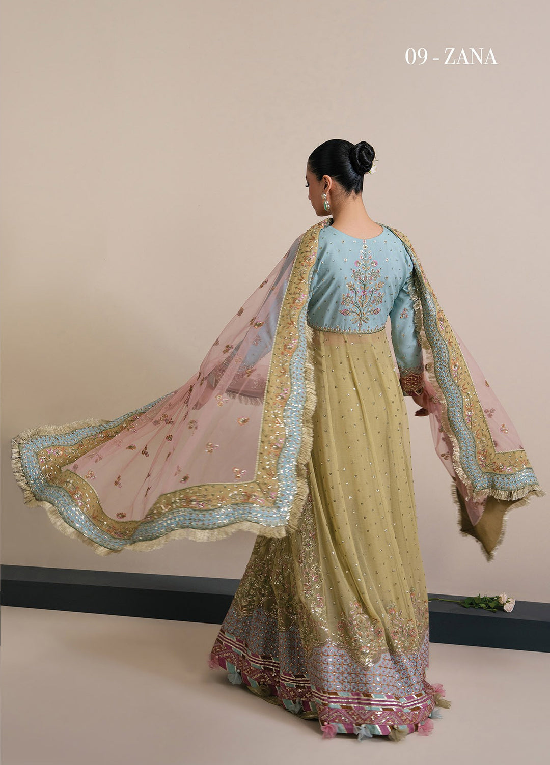 Kalani by Xenia Formals Unstitched Embroidered Raw Silk 3 Piece Suit XE26UKW 09-Zana - Wedding Collection