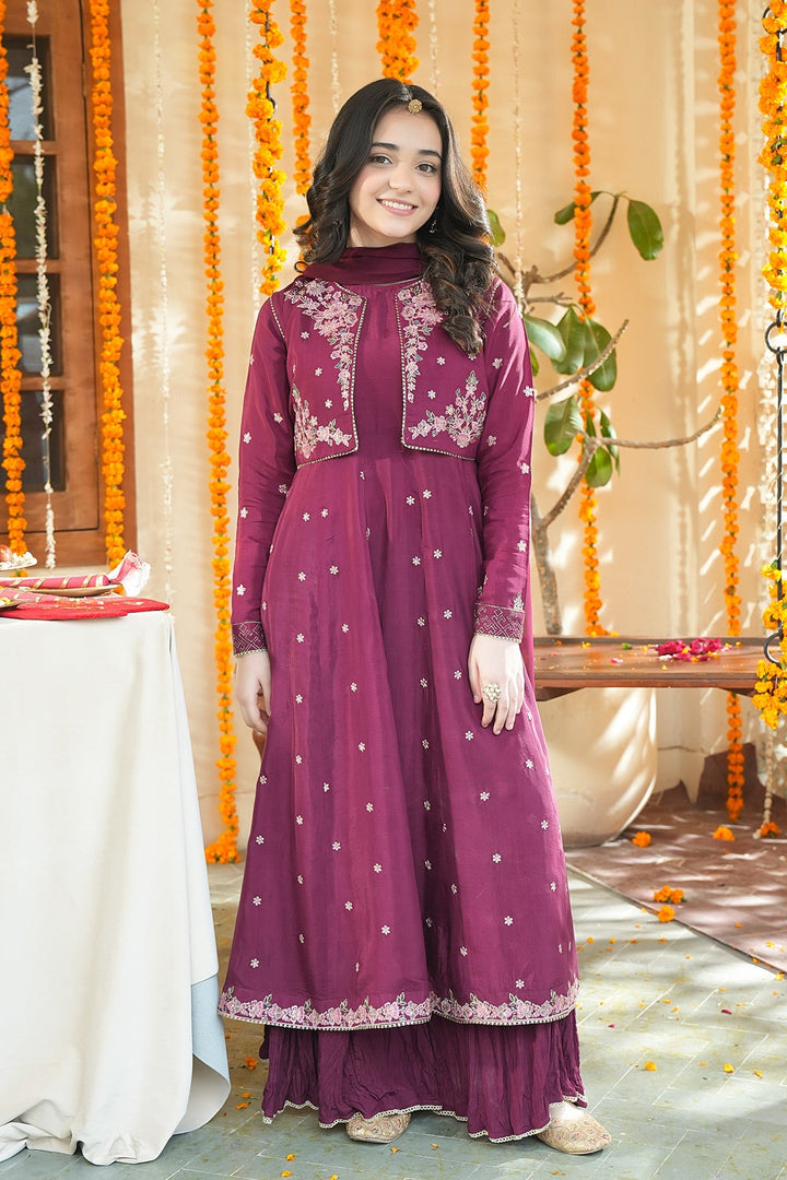 Noore Eid by Panache Girls RTW Embroidered Silk 4 Piece Suit Zeni - Eid Collection