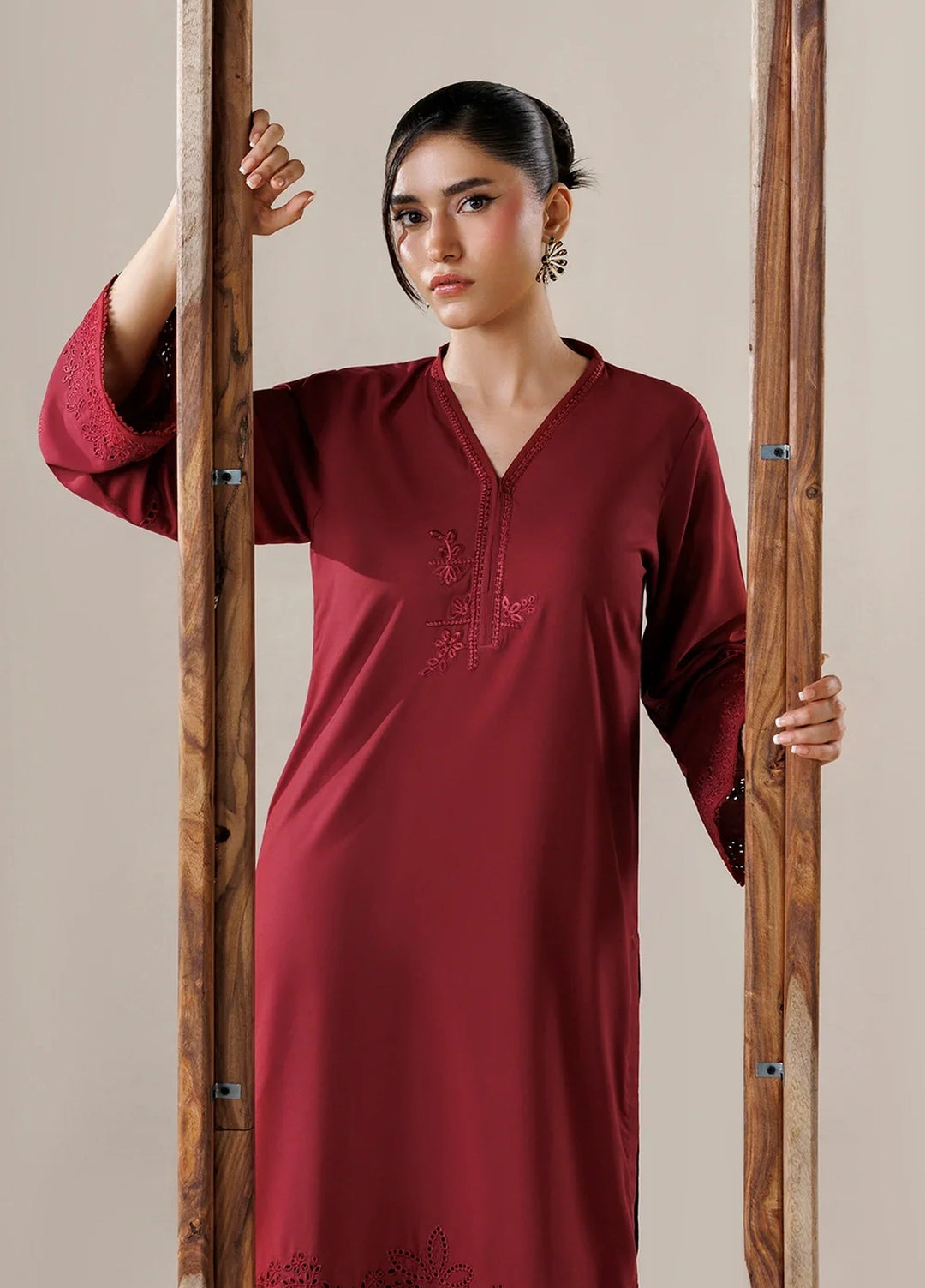 Azure Women RTW Embroidered Poly Co-Ord Sets Suit Wild Berry - Casual Collection