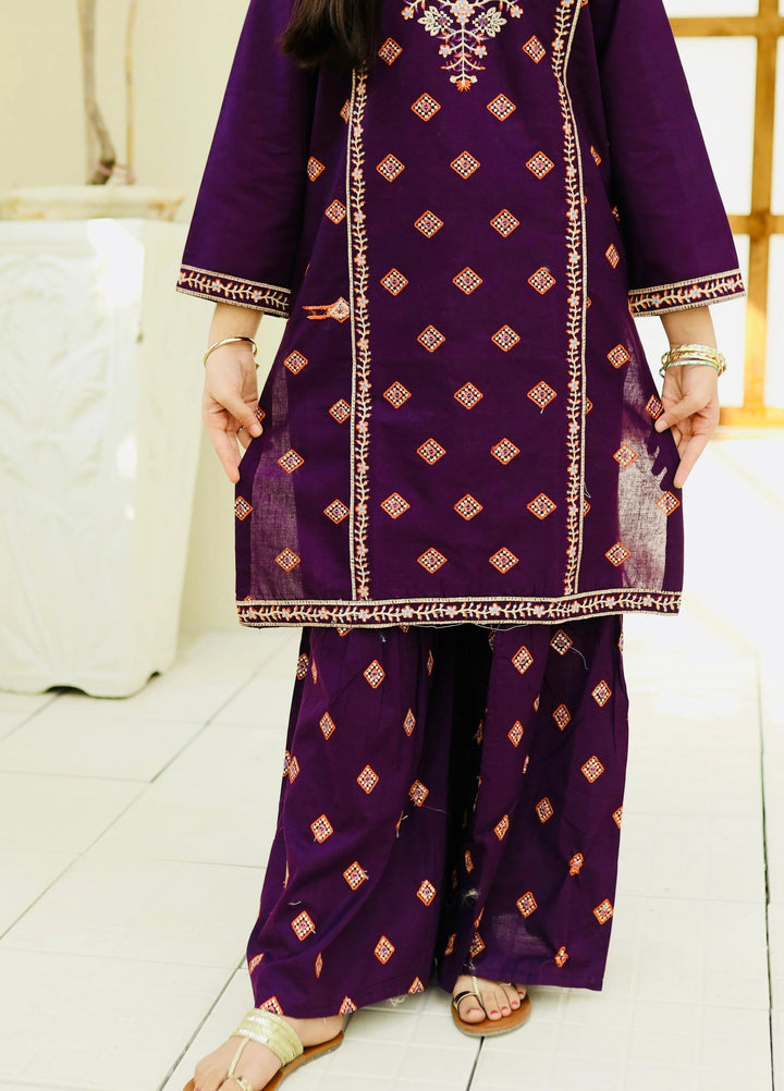 Khanak Girls RTW Embroidered Cotton 2 Piece Suit KST-115 - Casual Collection
