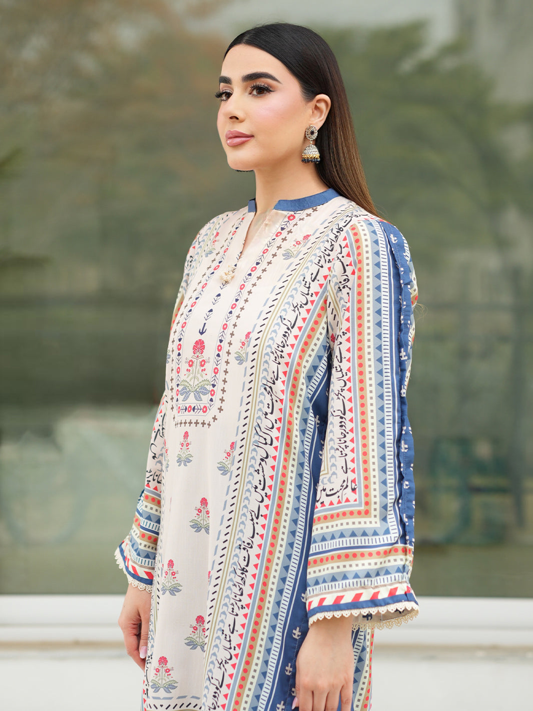 TNG Women Luxury Pret Printed Crepe 3 Piece Suit Asbaab - Casual Collection