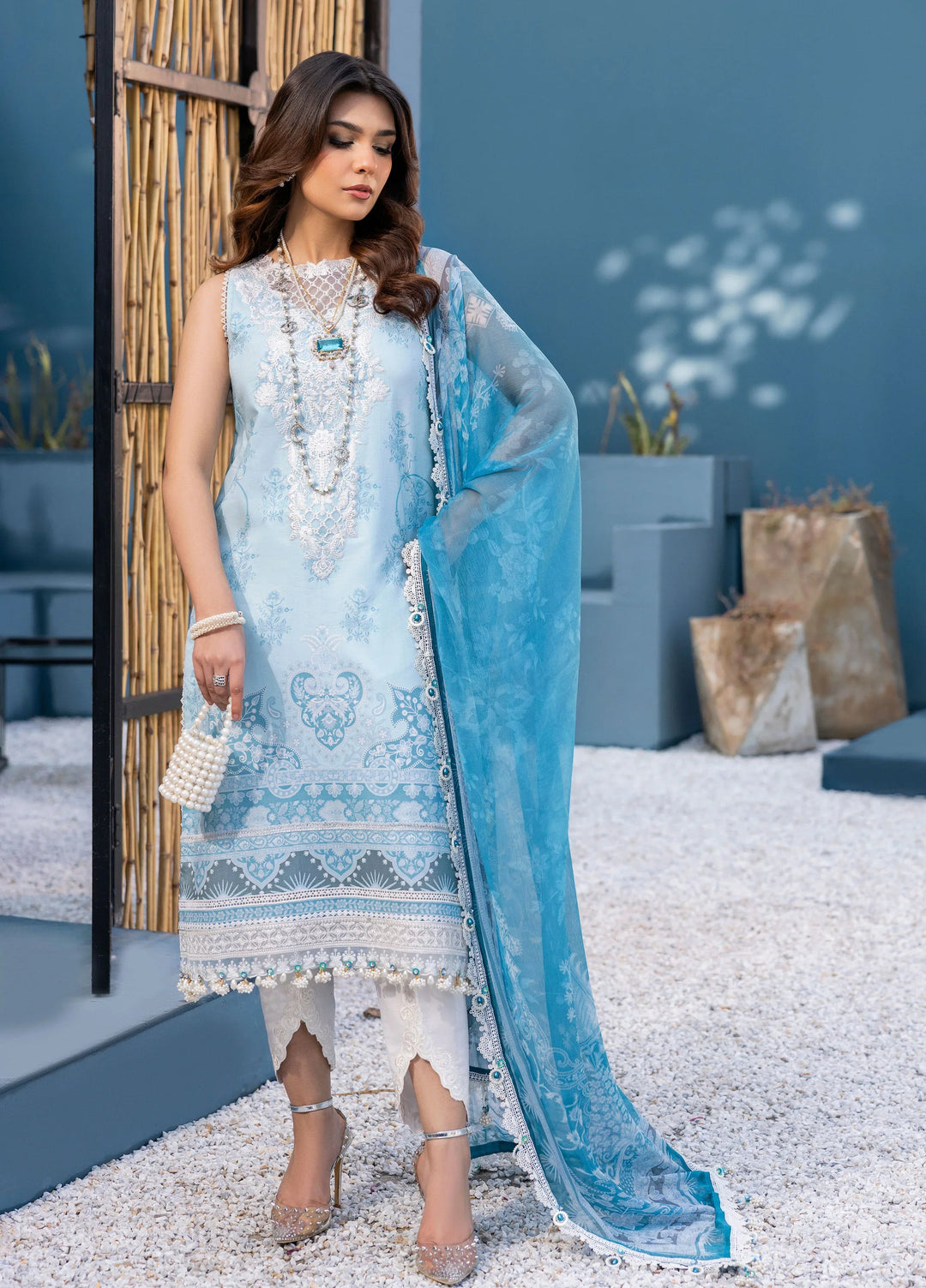 La Elise Women Unstitched Embroidered Lawn 3 Piece Suit 0000401 Mia - Casual Collection