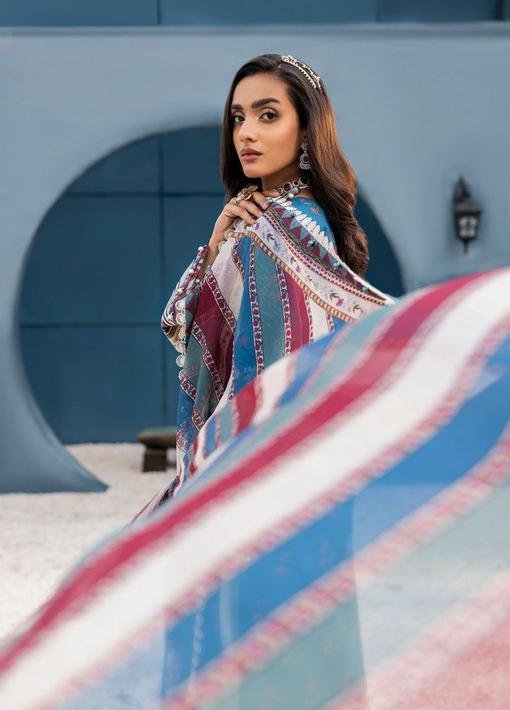 La Elise Women Unstitched Embroidered Lawn 3 Piece Suit 0000407 Iris - Casual Collection
