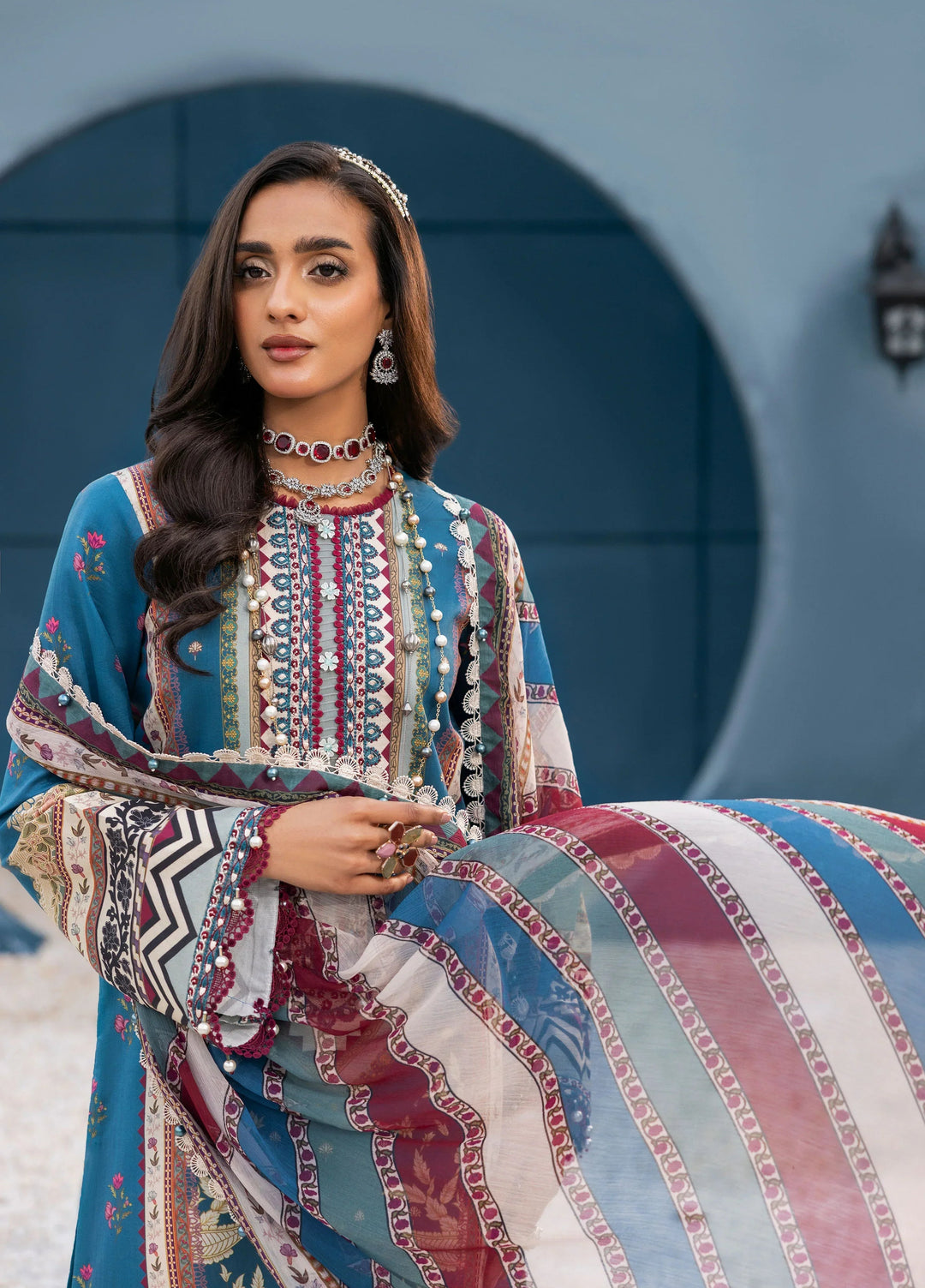 La Elise Women Unstitched Embroidered Lawn 3 Piece Suit 0000407 Iris - Casual Collection