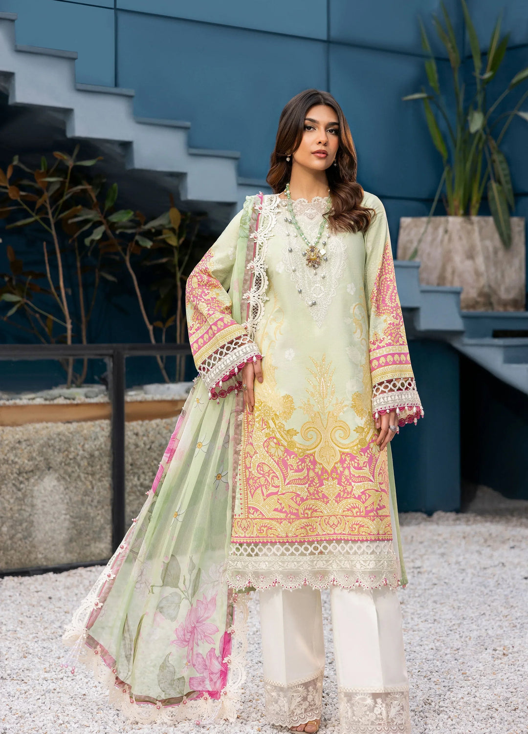 La Elise Women Unstitched Embroidered Lawn 3 Piece Suit 0000403 Zoe - Festive Collection