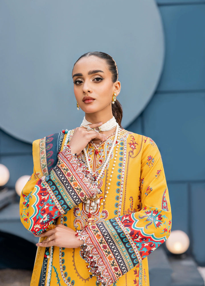 La Elise Women Unstitched Embroidered Lawn 3 Piece Suit 0000409 Senna - Casual Collection