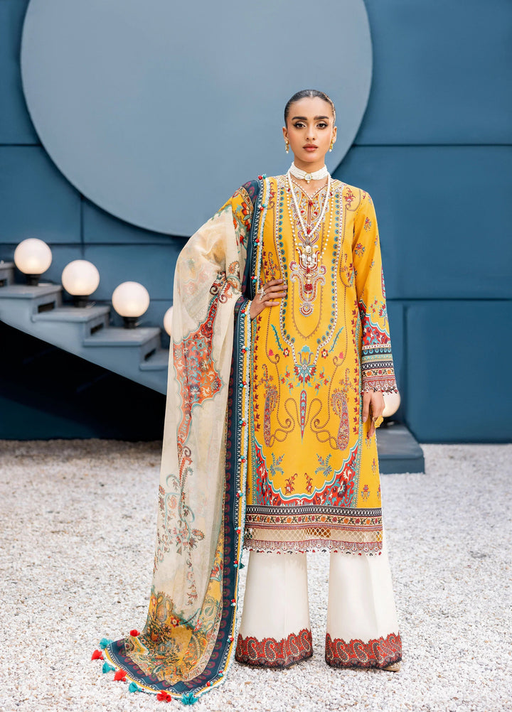 La Elise Women Unstitched Embroidered Lawn 3 Piece Suit 0000409 Senna - Casual Collection