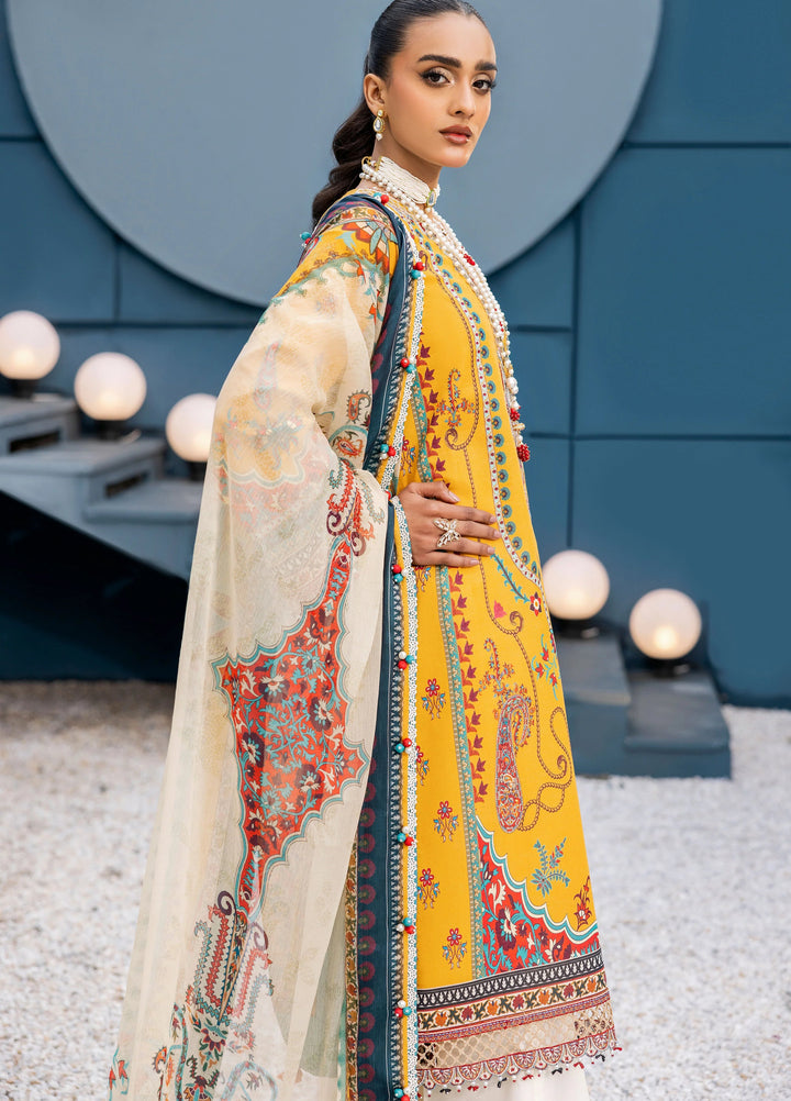 La Elise Women Unstitched Embroidered Lawn 3 Piece Suit 0000409 Senna - Casual Collection