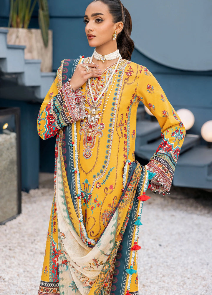 La Elise Women Unstitched Embroidered Lawn 3 Piece Suit 0000409 Senna - Casual Collection