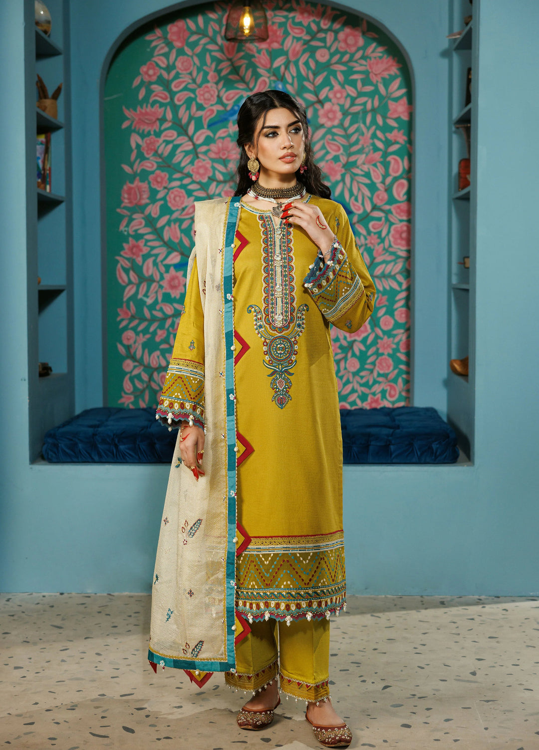 La Elise Women Unstitched Embroidered Lawn 3 Piece Suit 0000504 Zhalay - Festive Collection