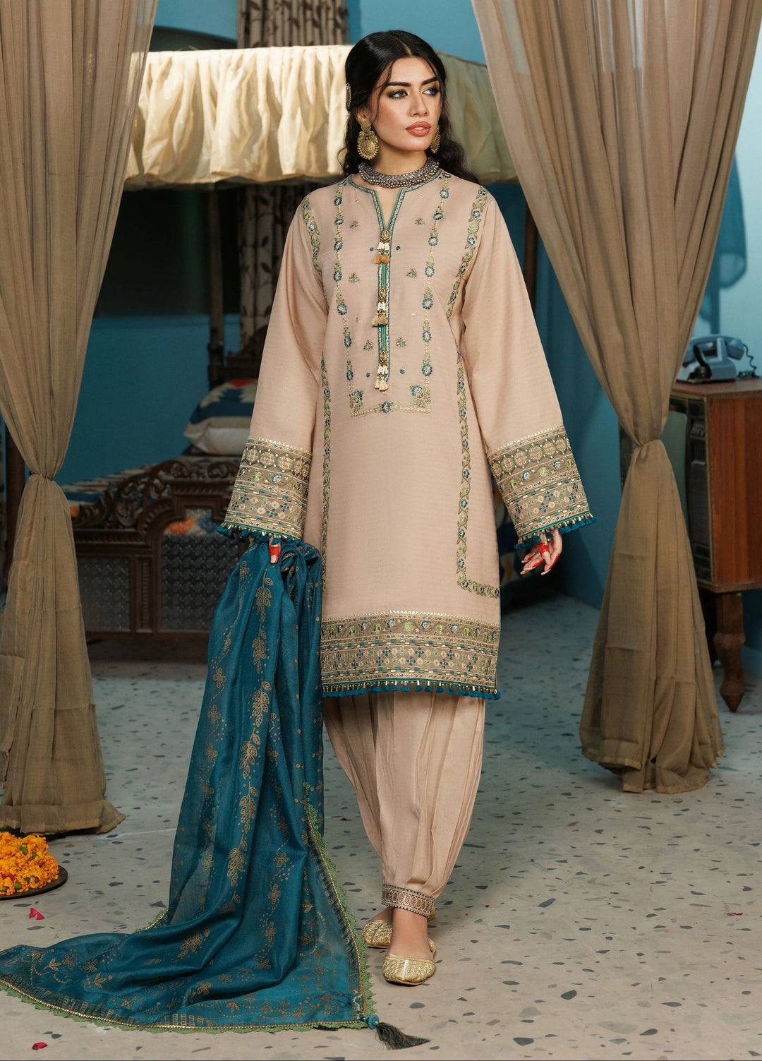 La Elise Women Unstitched Embroidered Lawn 3 Piece Suit 0000506 Gulnar - Casual Collection